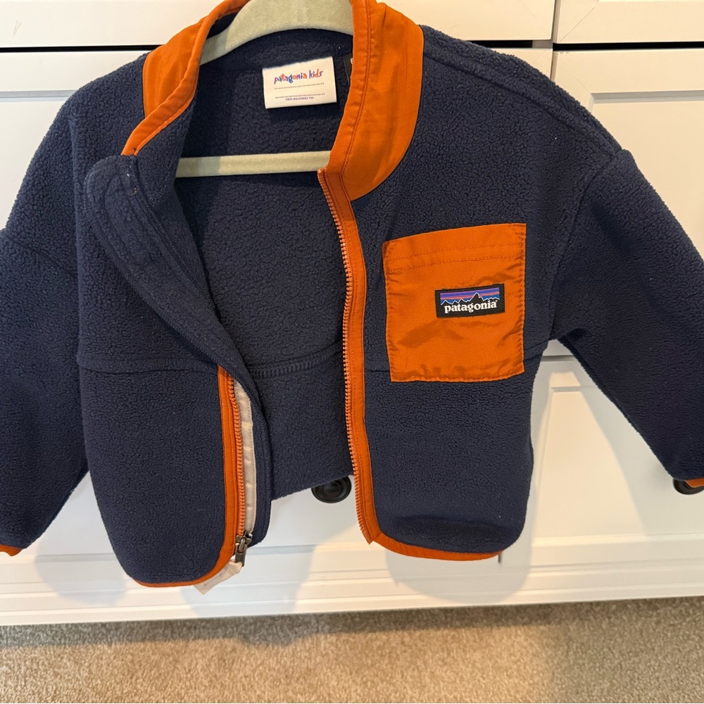 Patagonia Kids Navy and Orange Baby Synchilla® Fleece Jacket